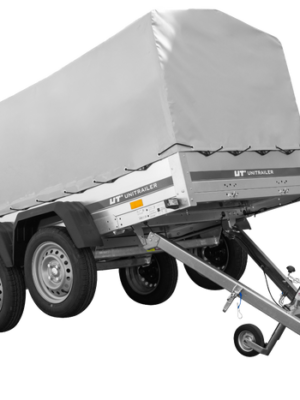KIPP UNITRAILER 264/2 Doppelachsanhänger mit Stützrad, Überrollbügel und grauer Plane